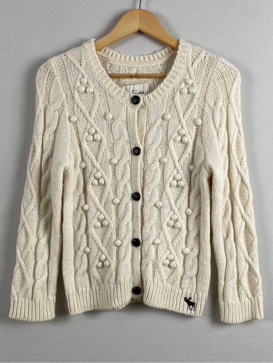 Abercrombie & Fitch Sweaters - Abercrombie & Fitch Y2K Cable Knit Bobble Cardigan Sweater | 3/4 Sleeves | Ivory